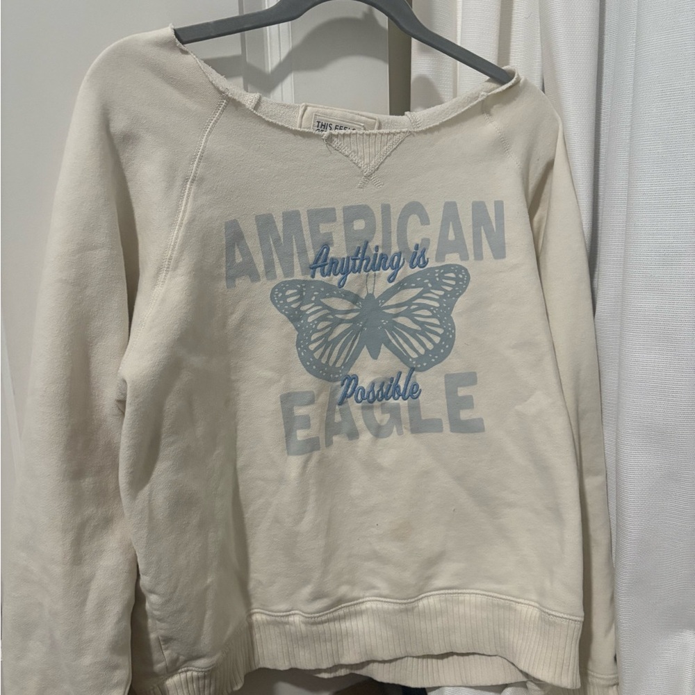 American Eagle Cream Lived-In Sweatshirt